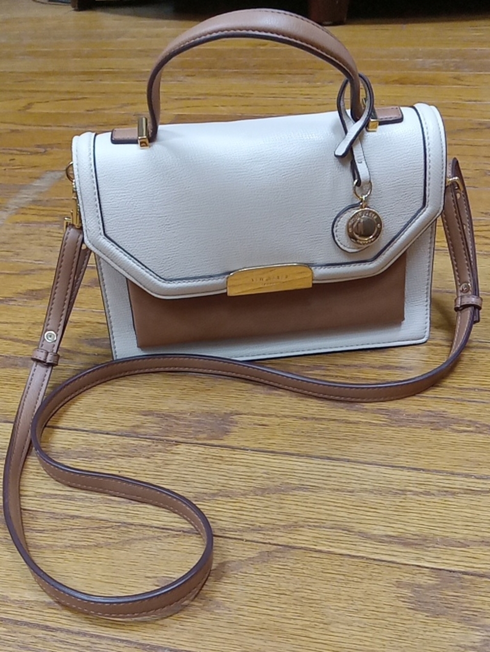 Ted Baker London Riley Two-Tone Satchel Crossbody Bag - Cream & Tan